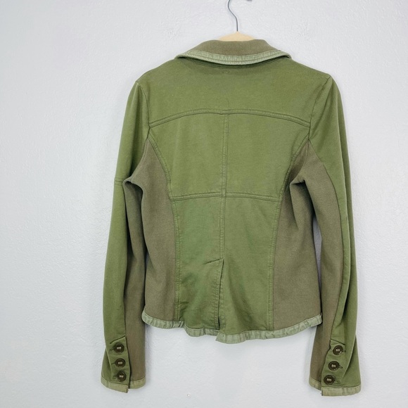 Free PEOPLE OLIVE GREEN THREE BUTTON BLAZER JACKET - Picture 3 of 8